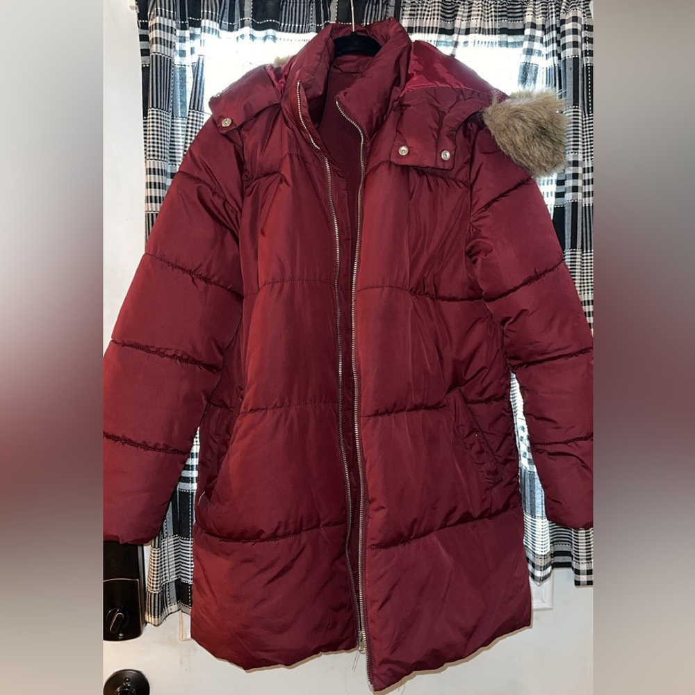 Women's Burgundy Puffer Coat